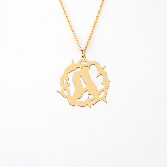 Crown of Thorns 14K Gold Plated Sterling Silver Initial Necklace