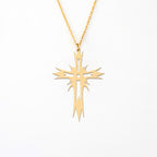 Radiant Edgy 14K Gold Plated Sterling Silver Cross Necklace