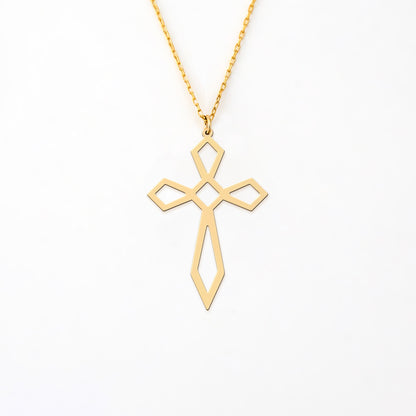 Geometric Cross Necklace 14K Gold Plated Sterling Silver
