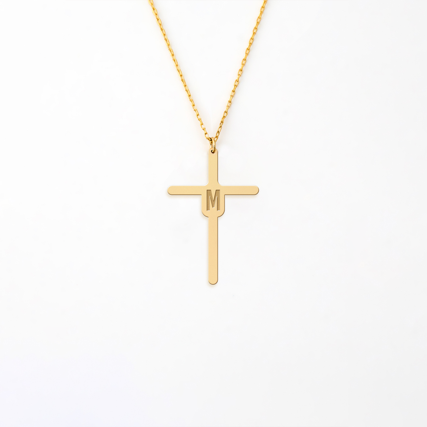 Initial Cross 14K Gold Plated Sterling Silver Necklace