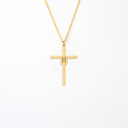 Initial Cross 14K Gold Plated Sterling Silver Necklace