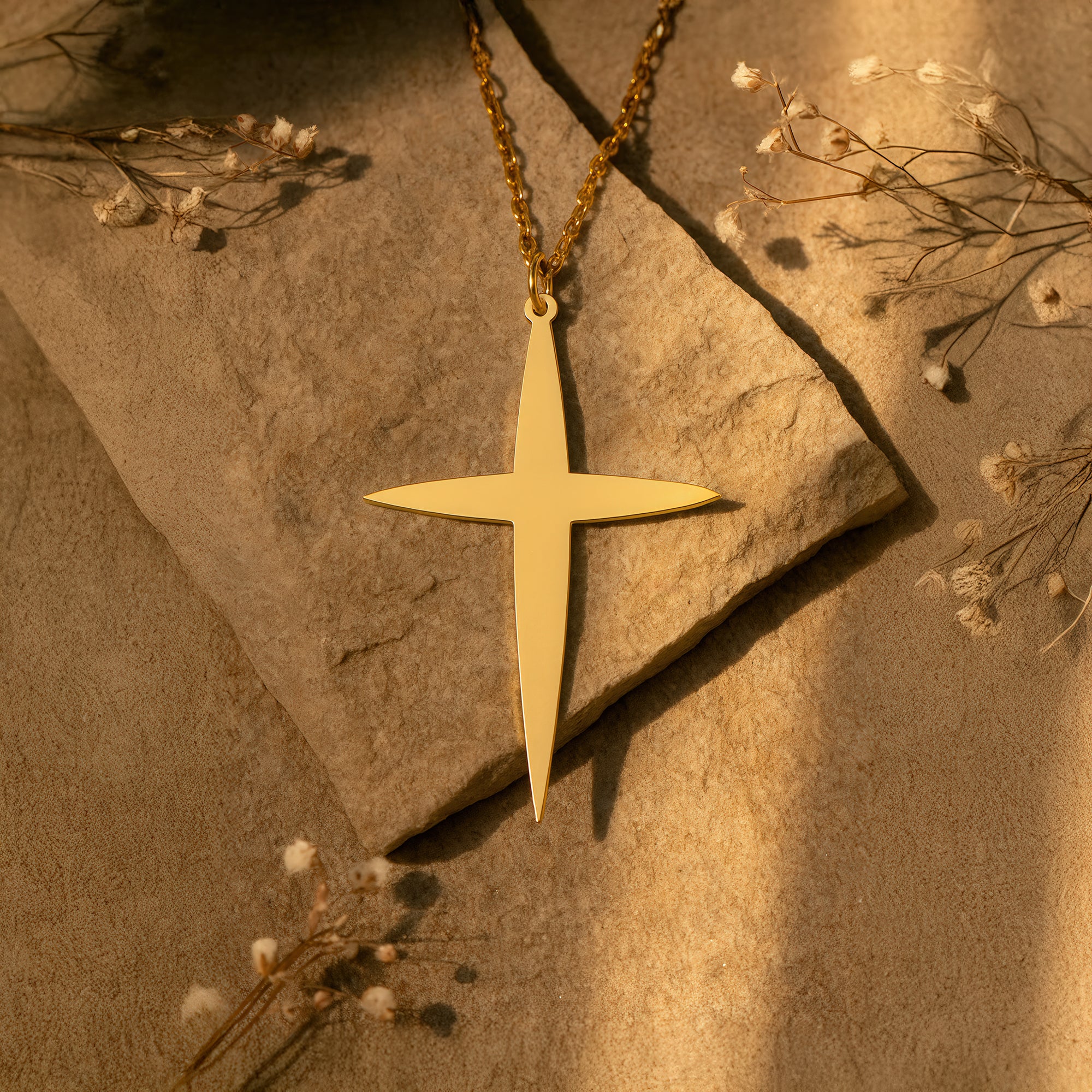 Star Cross 14K Gold Plated Sterling Silver Necklace