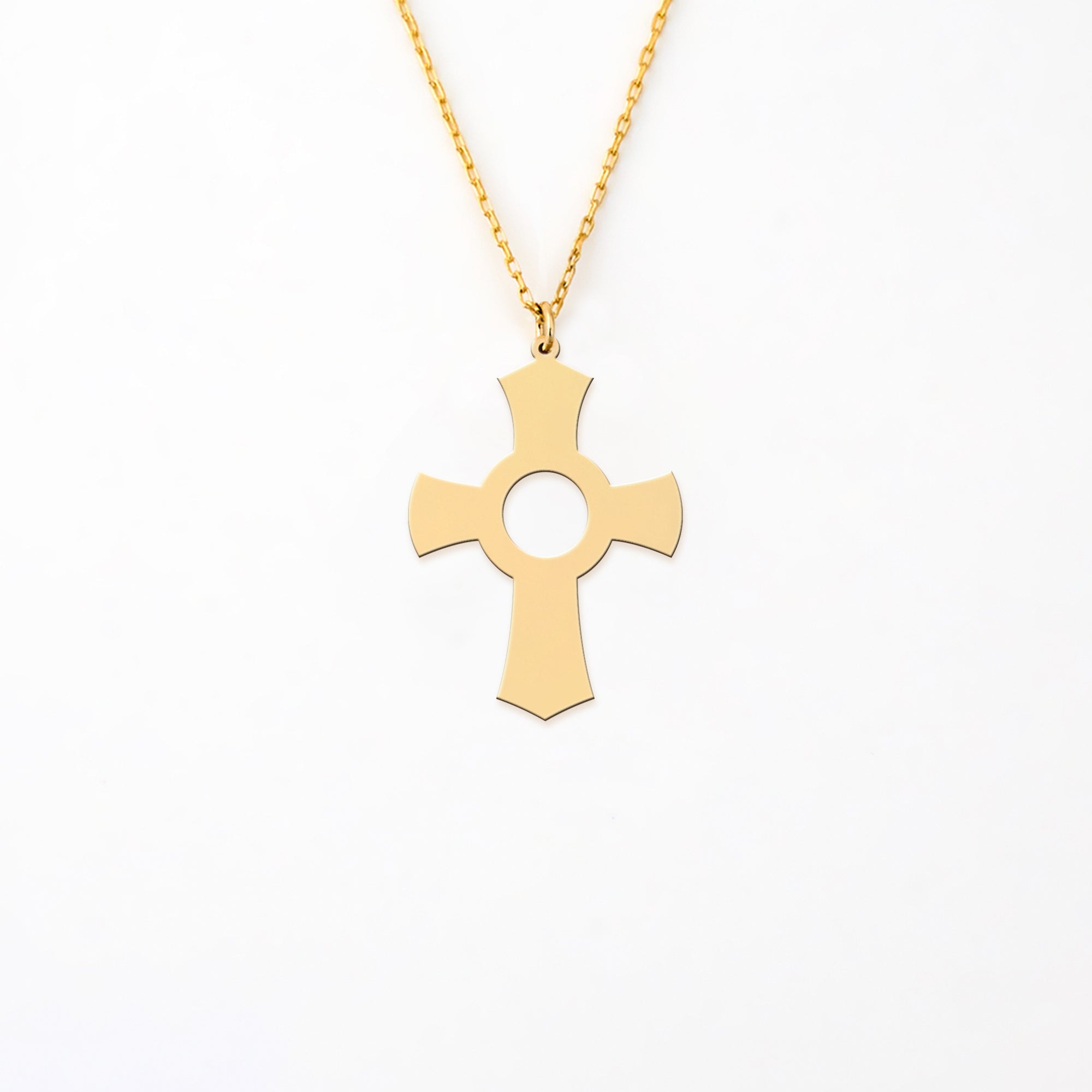 Minimalist Axe Cross Necklace in 14K Gold Plated Sterling Silver