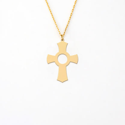 Minimalist Axe Cross Necklace in 14K Gold Plated Sterling Silver