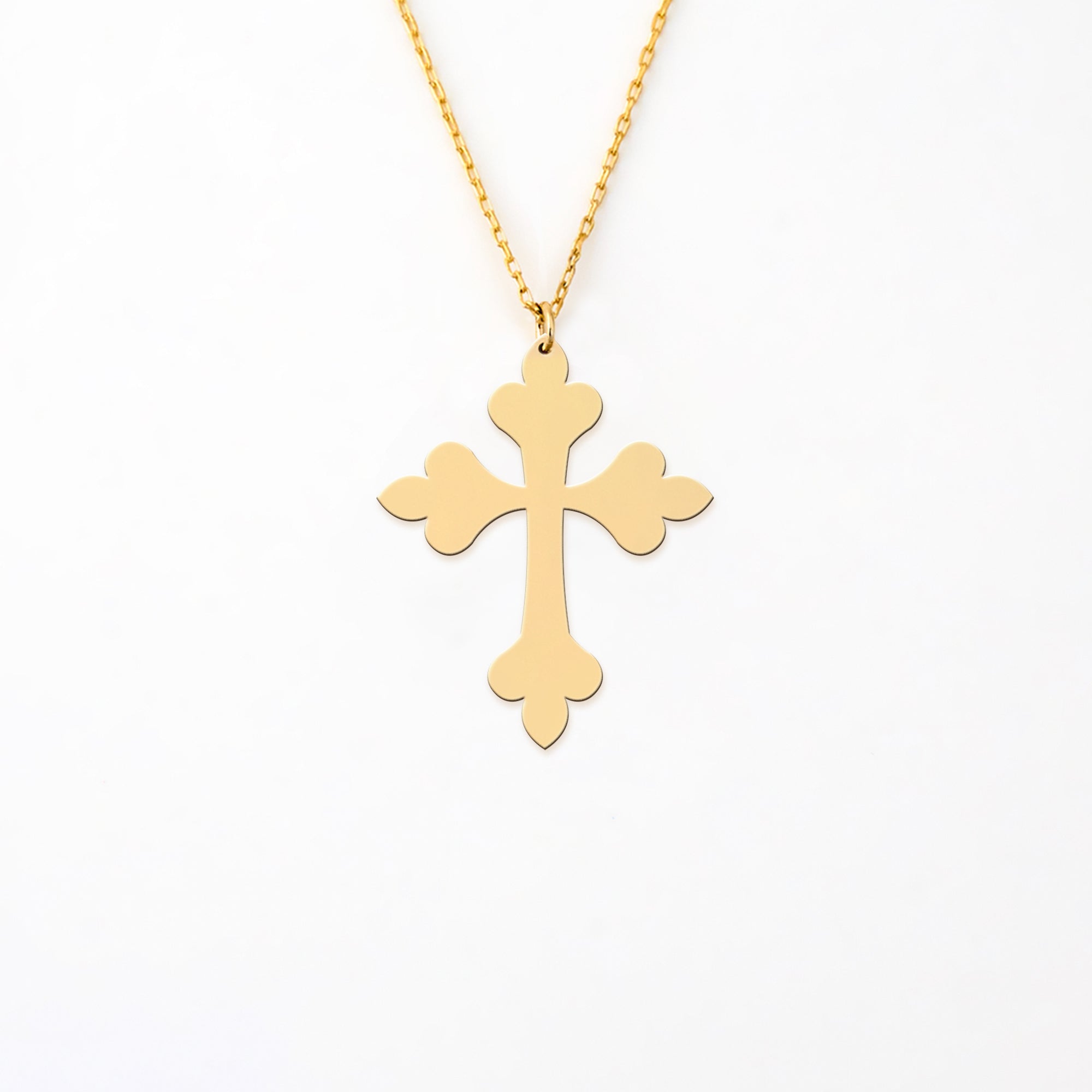 Plant Cross in 14K Gold Plated Sterling Silver Necklace