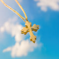 Plant Cross in 14K Gold Plated Sterling Silver Necklace