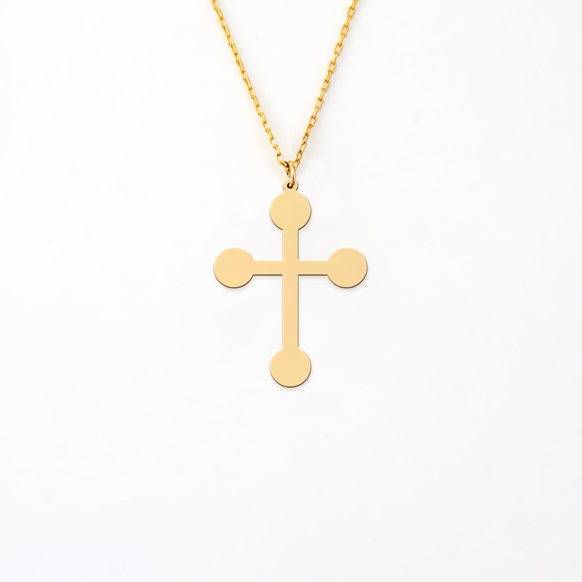 Dot Cross Necklace in 14K Gold Plated Sterling Silver