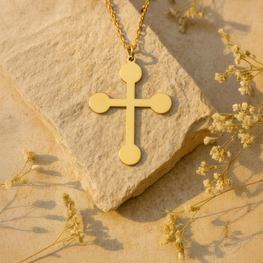 Dot Cross Necklace in 14K Gold Plated Sterling Silver