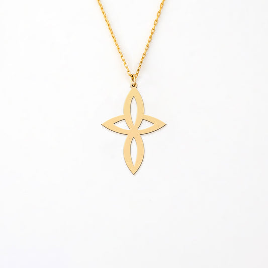 Sharp Infinity Cross Necklace in 14K Gold Plated Sterling Silver