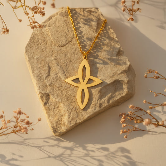 Sharp Infinity Cross Necklace in 14K Gold Plated Sterling Silver