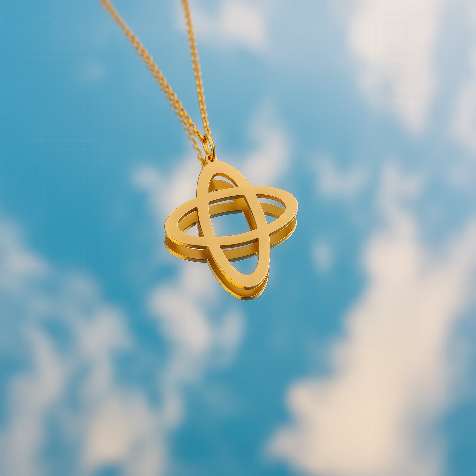 Orbit Cross Necklace 14K Gold Plated Sterling Silver