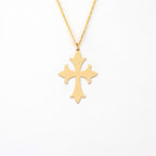 Gothic Fleur Cross 14K Gold Plated Sterling Silver Necklace