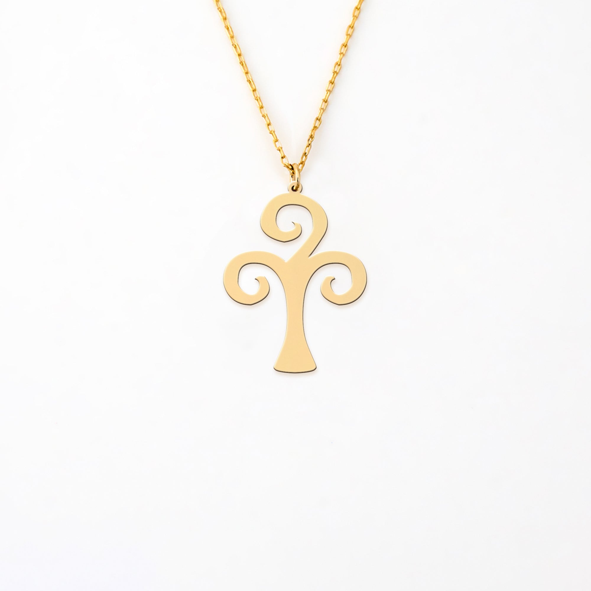 Swirl Cross Gold Plated Sterling Silver Necklace