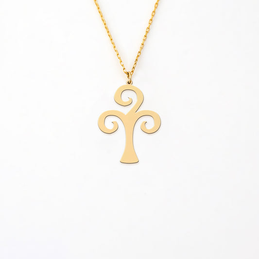 Swirl Cross Gold Plated Sterling Silver Necklace