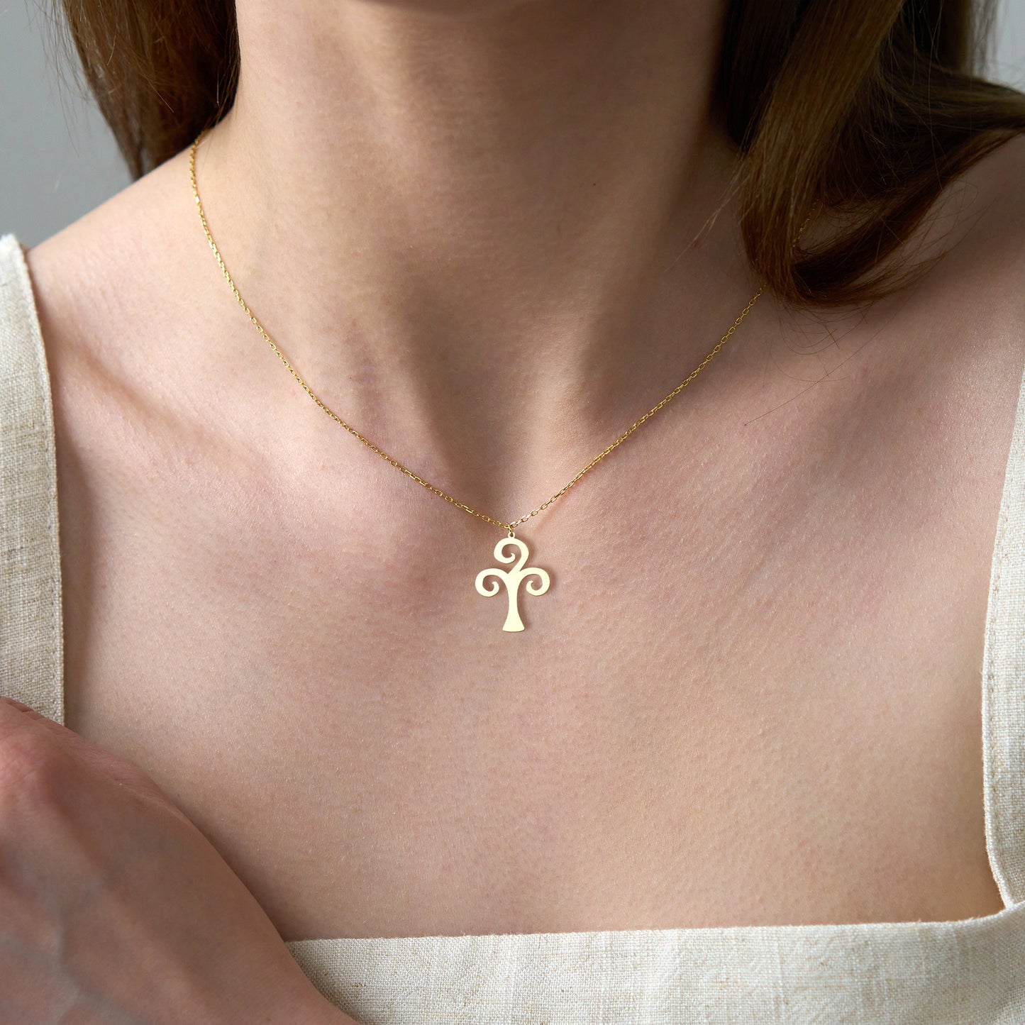 Swirl Cross Gold Plated Sterling Silver Necklace