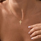 Gold Plated Holy Prayin Cross 925 Sterling Silver Necklace