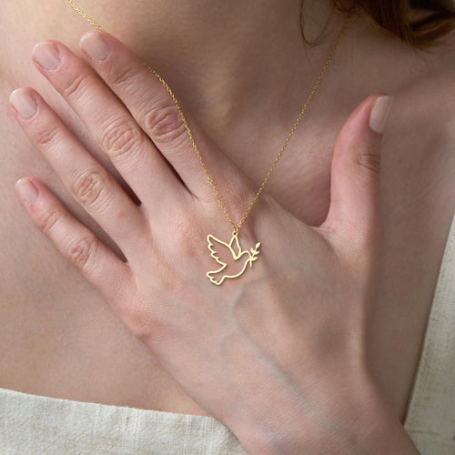 Peace Dove Sterling Silver Necklace 18k Gold Vermeil