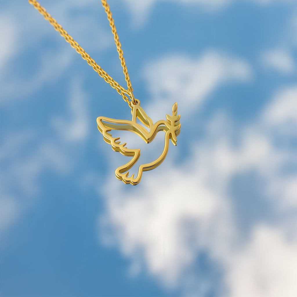 Peace Dove Sterling Silver Necklace 18k Gold Vermeil