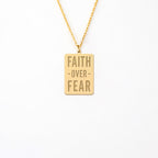 Faith Quote Rectangle Necklace in 14K Gold Plated Sterling Silver