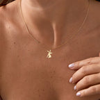 Christ Carrying Cross Necklace in Yellow Gold Vermeil
