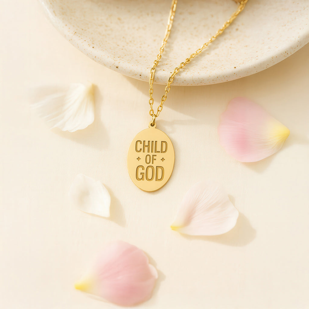 Oval Child of God Necklace 18k Gold Vermeil over Sterling Silver