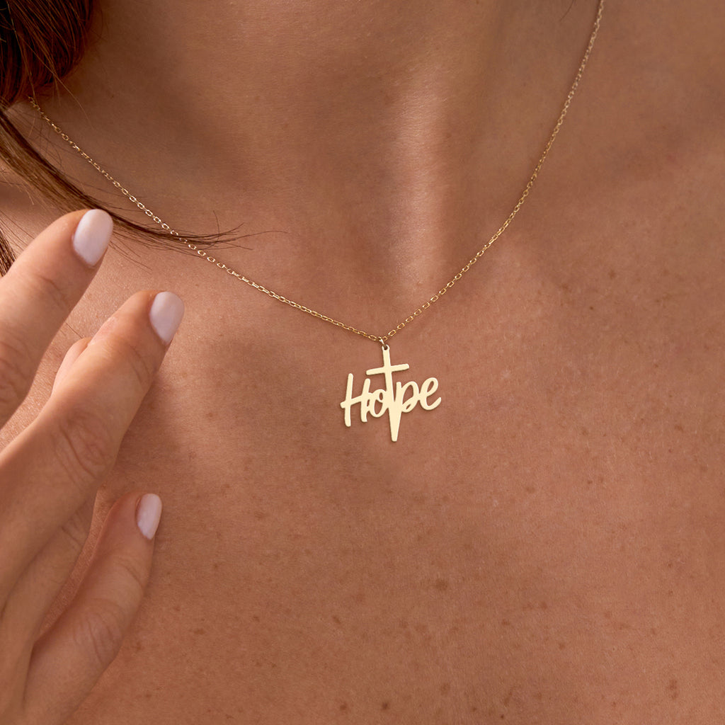 Minimalist Hope Cross Necklace Gold Vermeil Over Sterling Silver
