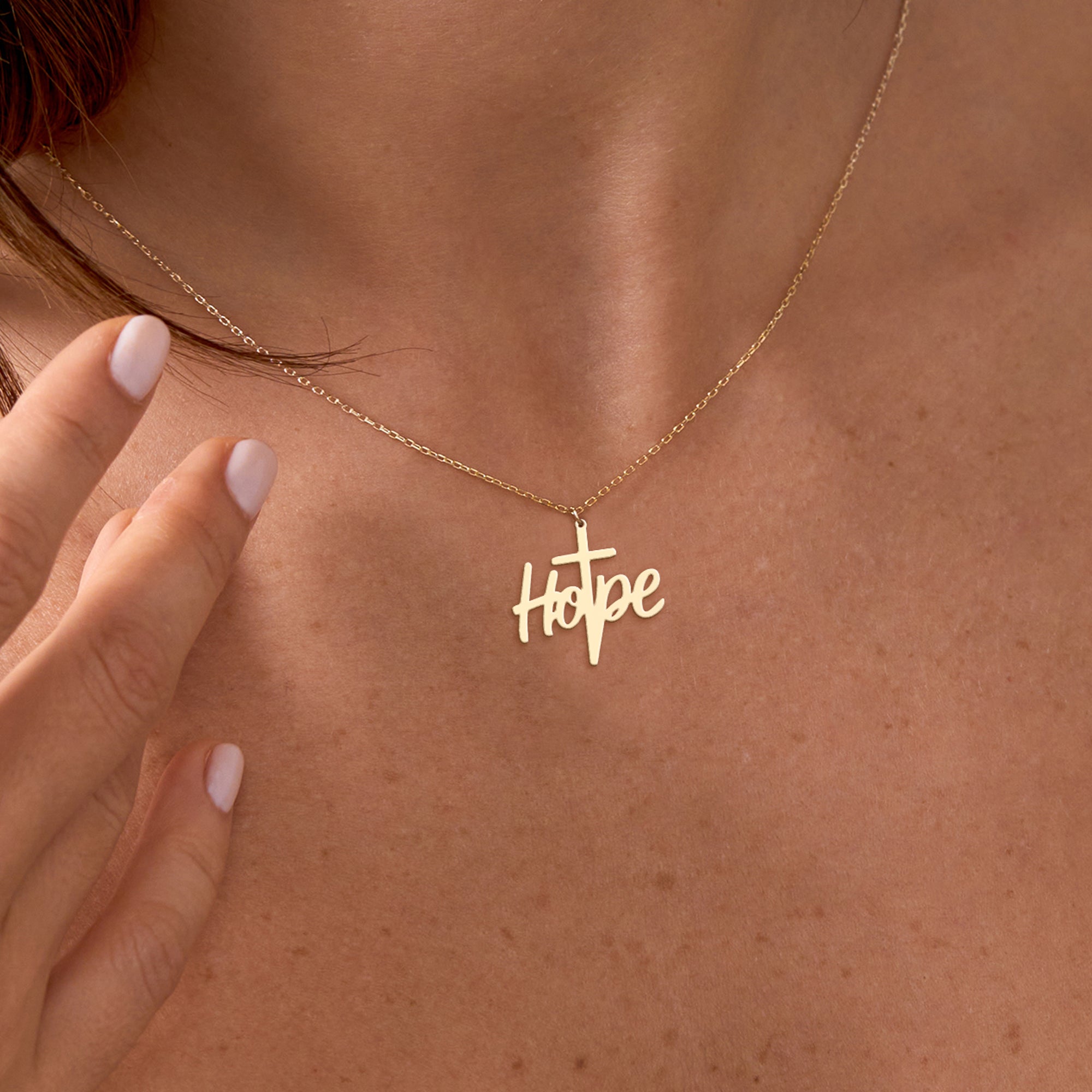 Minimalist Hope Cross Necklace Gold Vermeil Over Sterling Silver