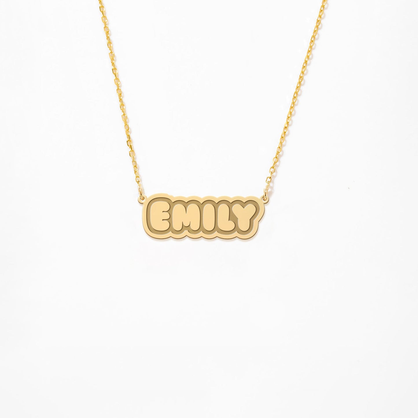 Bubble Font Personalized Necklace in 14K Gold Plated Sterling Silver