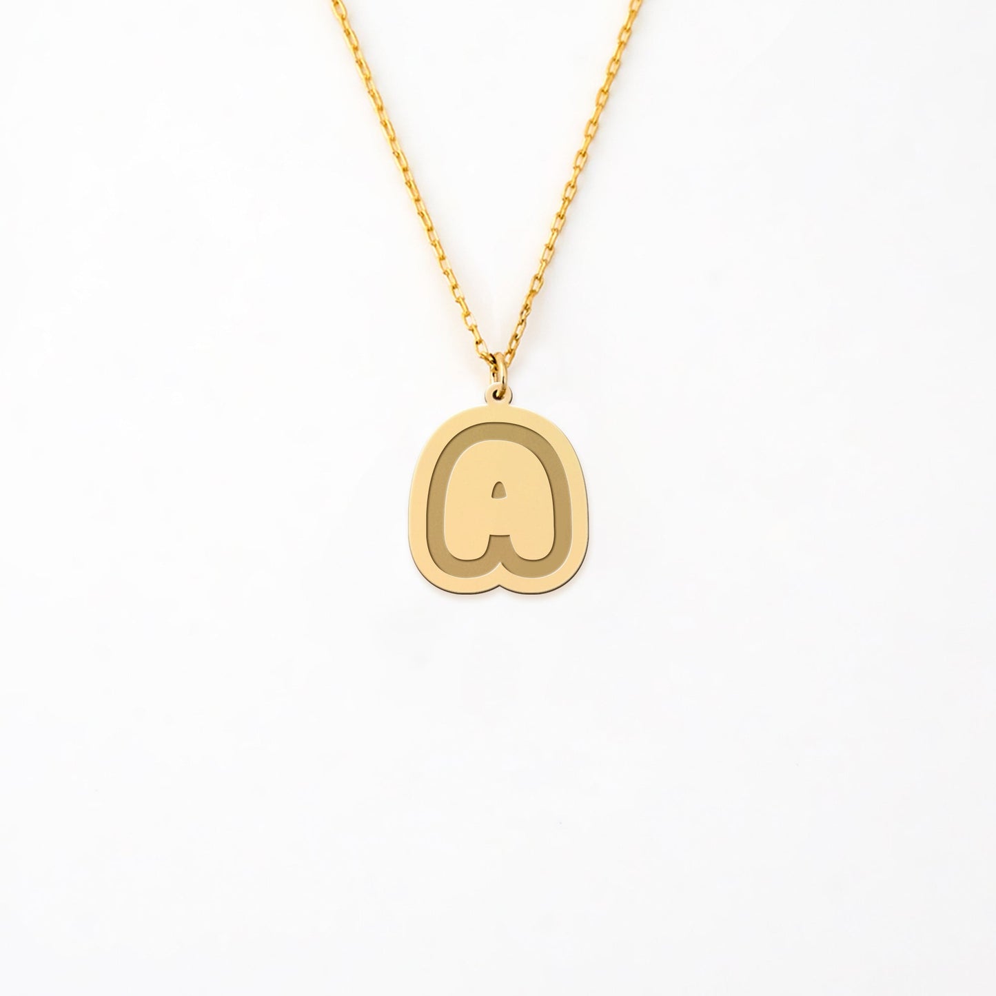 Personalized Bubble Initial Pendant in 14K Gold Plated Sterling Silver Necklace