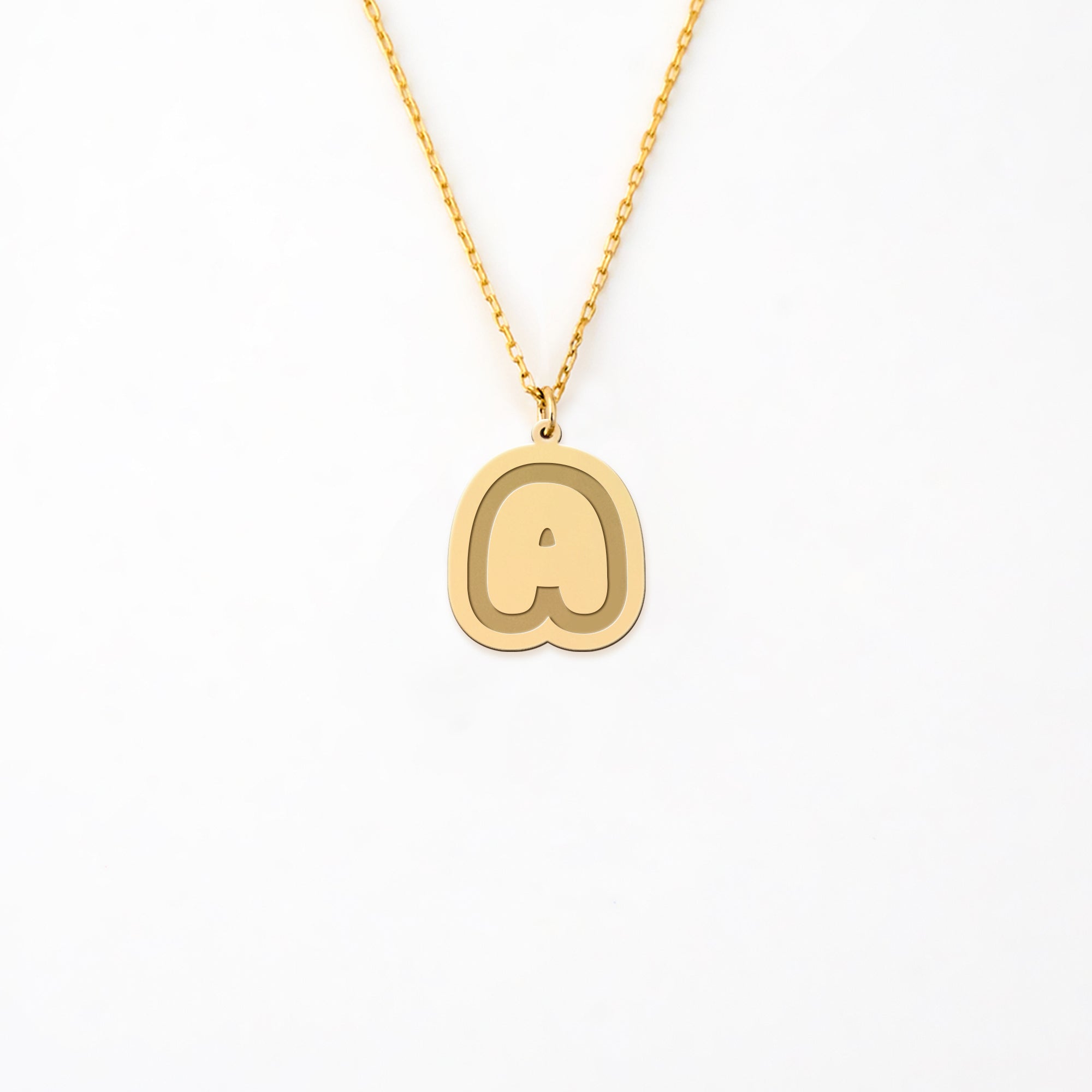 Personalized Bubble Initial Pendant in 14K Gold Plated Sterling Silver Necklace