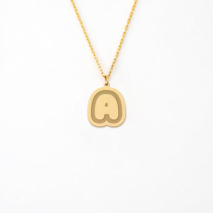 Personalized Bubble Initial Pendant in 14K Gold Plated Sterling Silver Necklace
