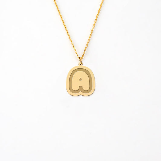 Personalized Bubble Initial Pendant in 14K Gold Plated Sterling Silver Necklace