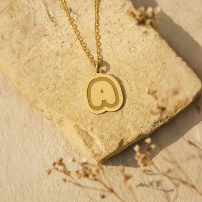 Personalized Bubble Initial Pendant in 14K Gold Plated Sterling Silver Necklace