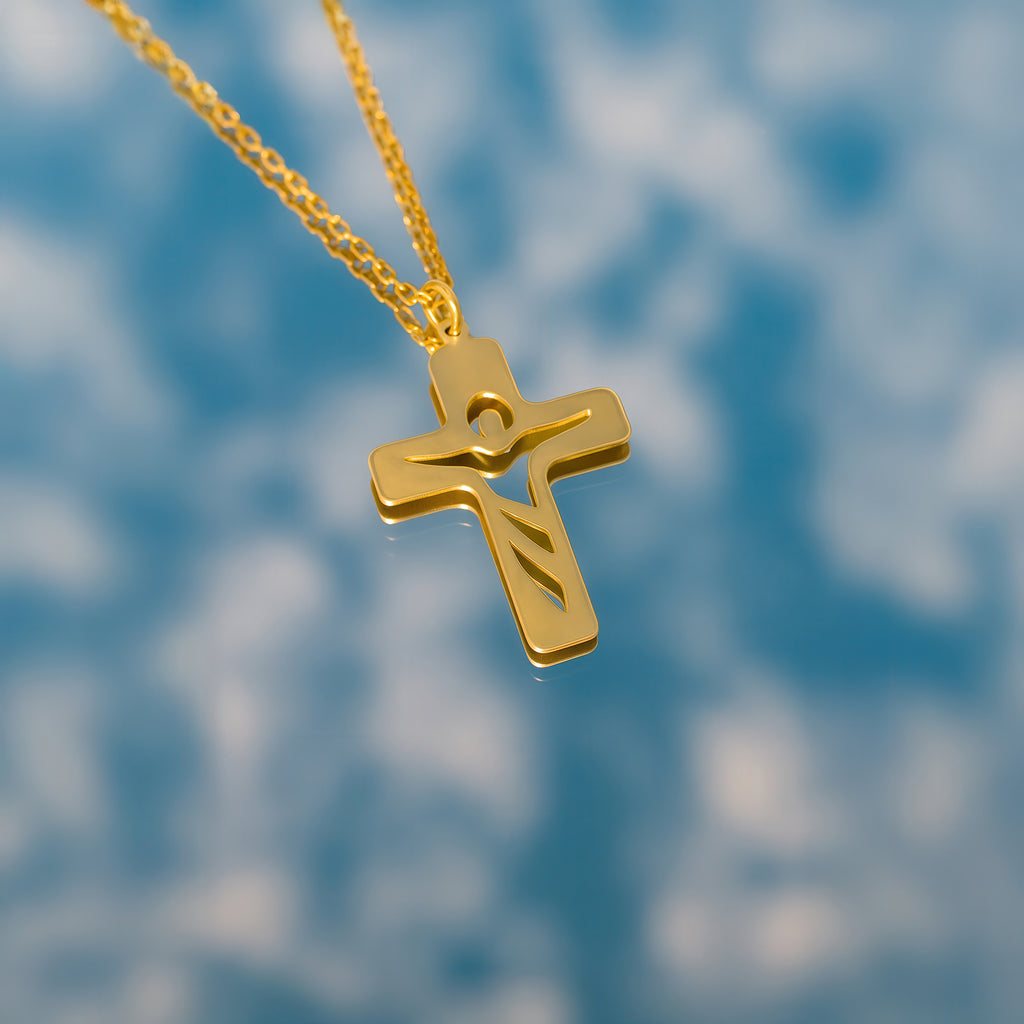 Risen Hope Cross Necklace in Yellow Gold Vermeil