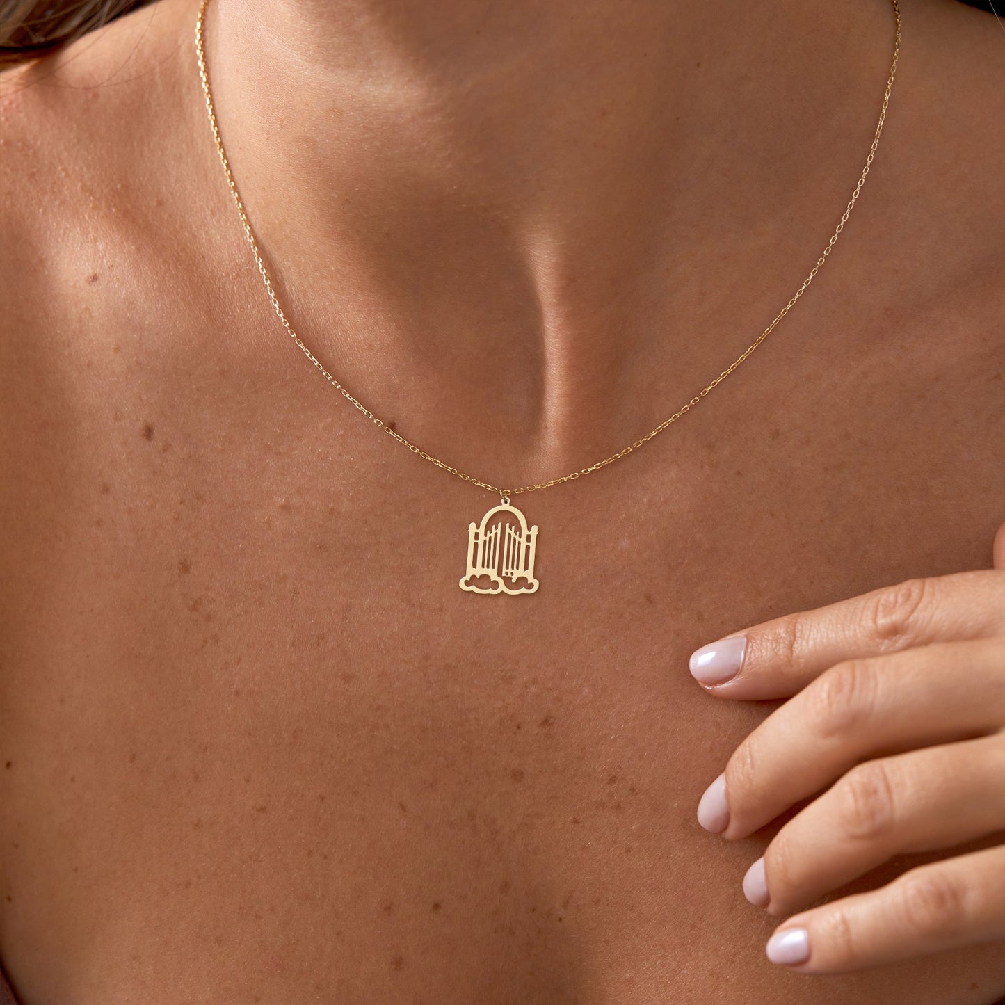 Minimal Gate of Heaven, 14K Gold Plated Sterling Silver Necklace
