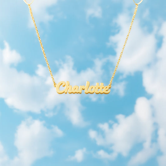 Custom Name Necklace 14K Gold Plated Sterling Silver Necklace