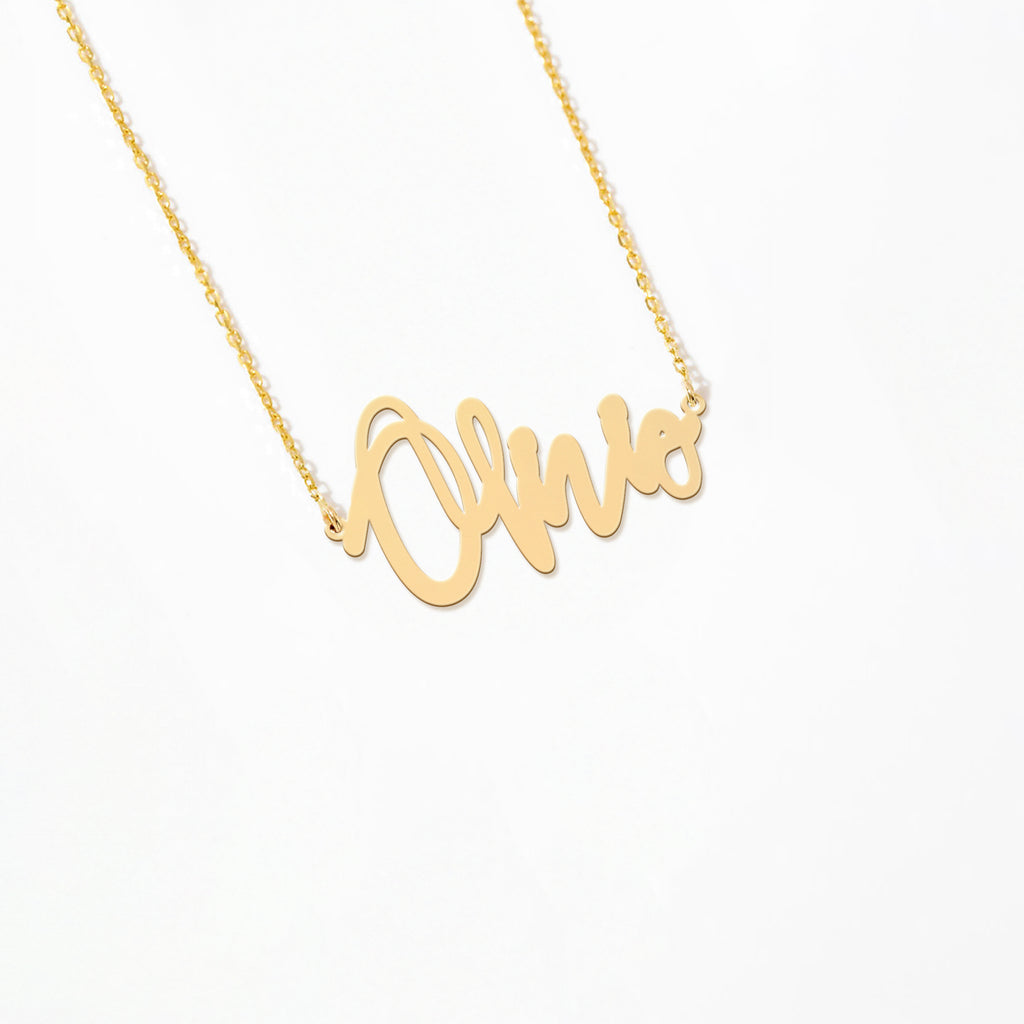 Script Name Necklace 18k Gold Vermeil