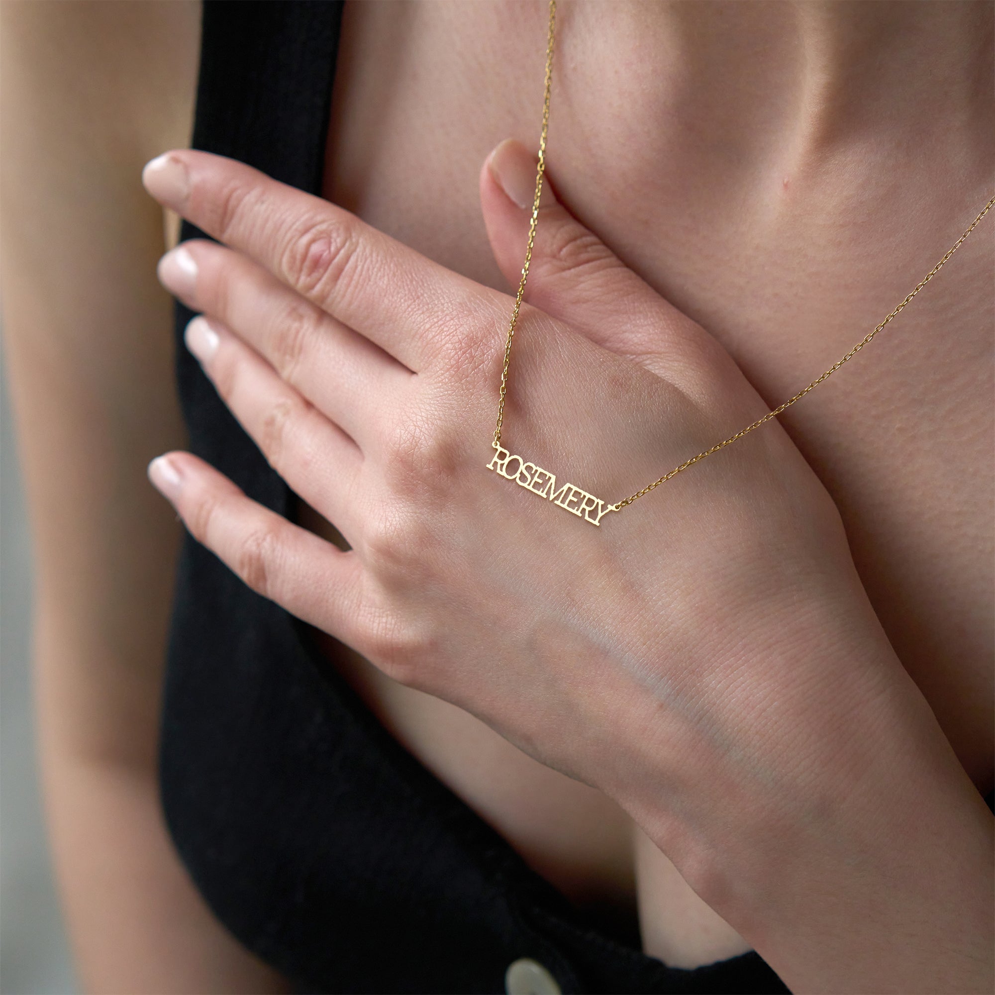 Custom Typewriter Name Necklace 18k Gold Vermeil