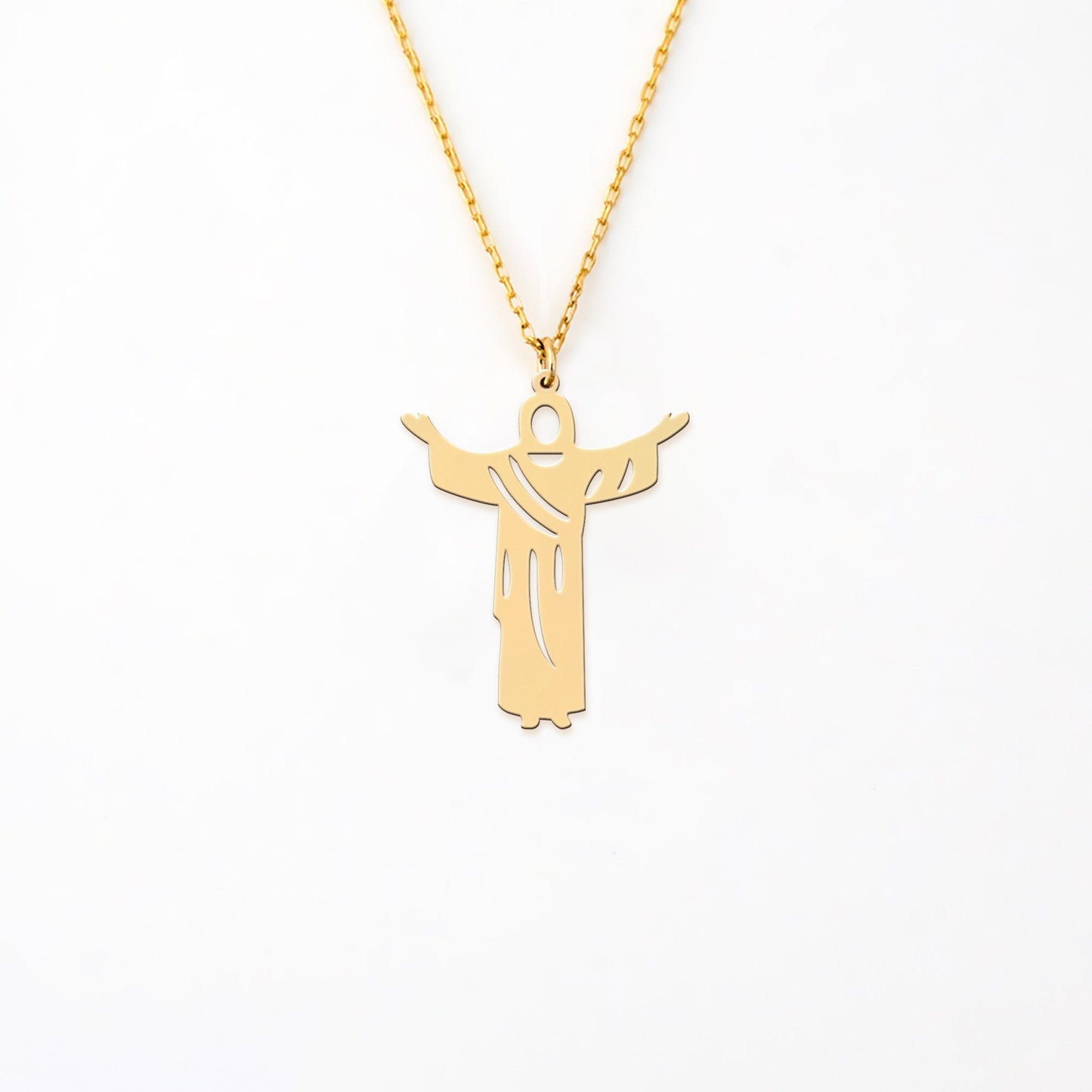 Jesus Pendant 14K Gold Plated Sterling Silver Necklace