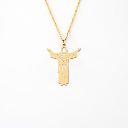 Jesus Pendant 14K Gold Plated Sterling Silver Necklace