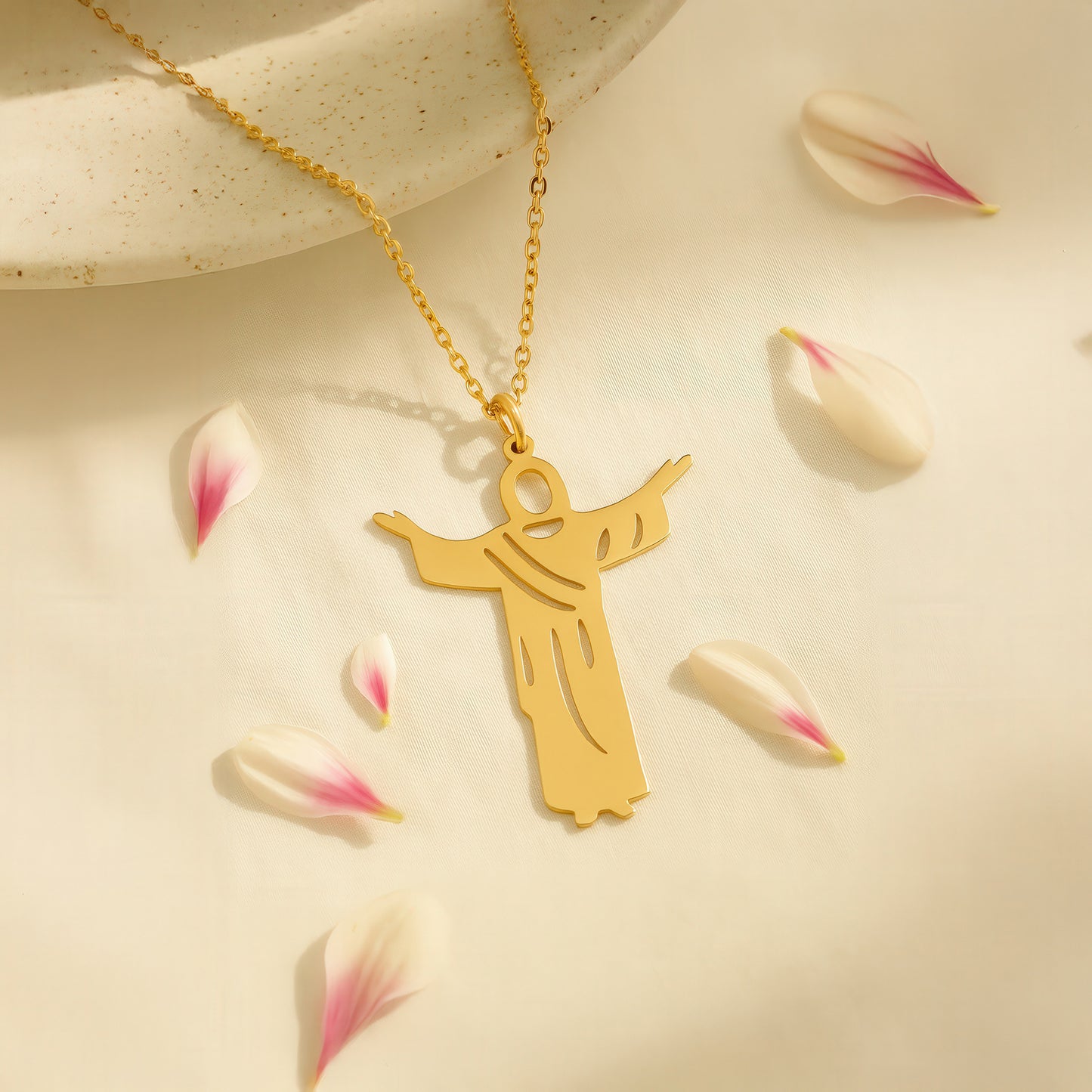 Jesus Pendant 14K Gold Plated Sterling Silver Necklace