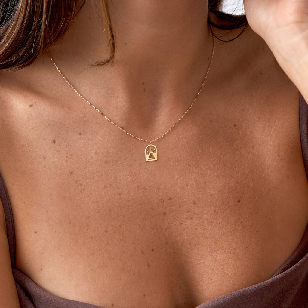 Staircase Cross Necklace in Gold Vermeil over Sterling Silver