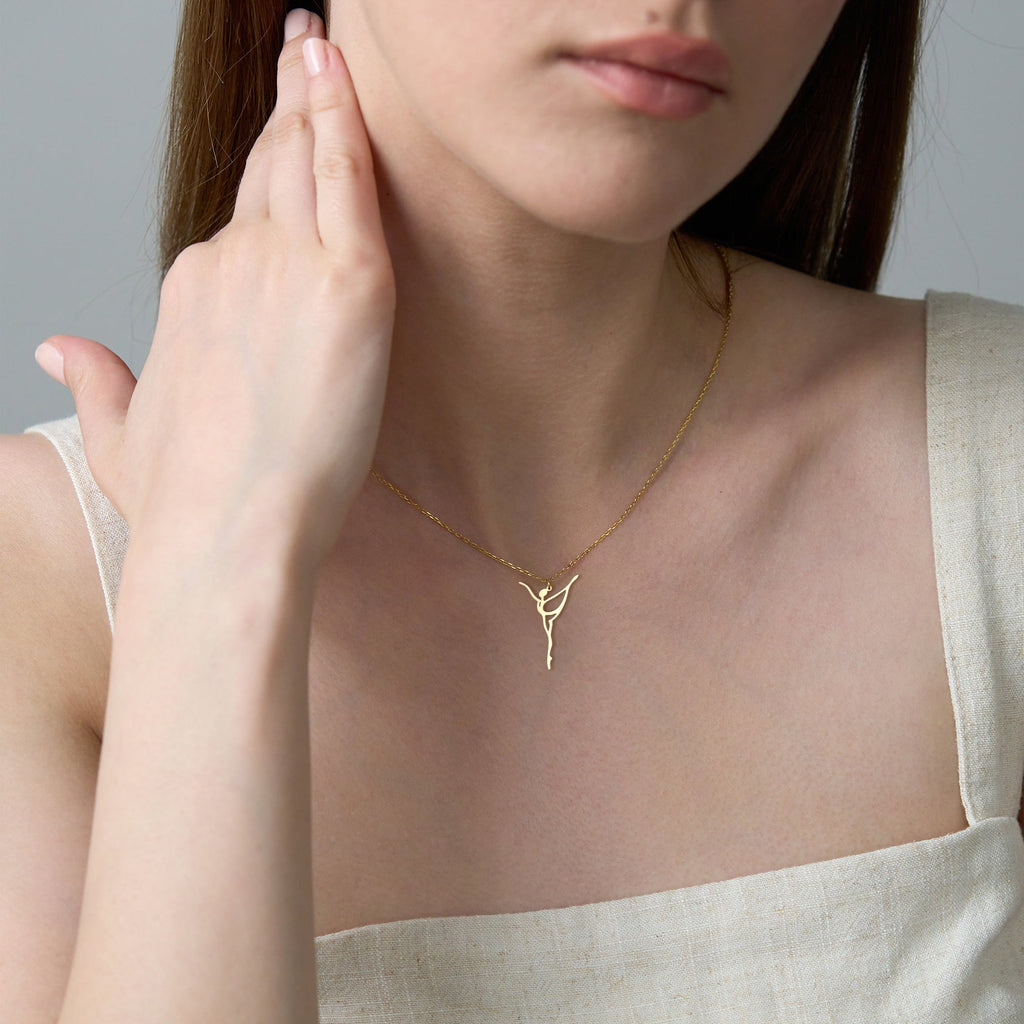 Ballerina Figure Sterling Silver Necklace in 18k Gold Vermeil