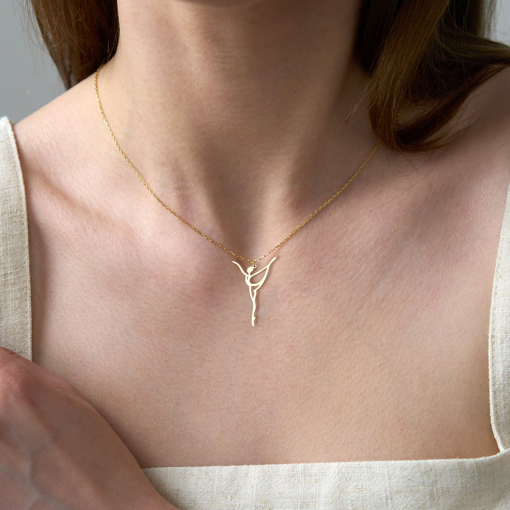 Ballerina Figure Sterling Silver Necklace in 18k Gold Vermeil