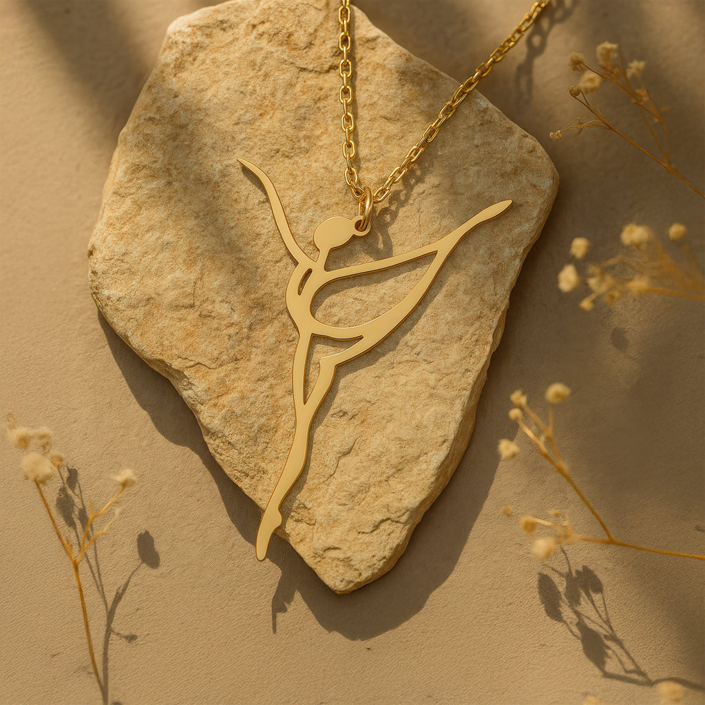 Ballerina Figure Sterling Silver Necklace in 18k Gold Vermeil