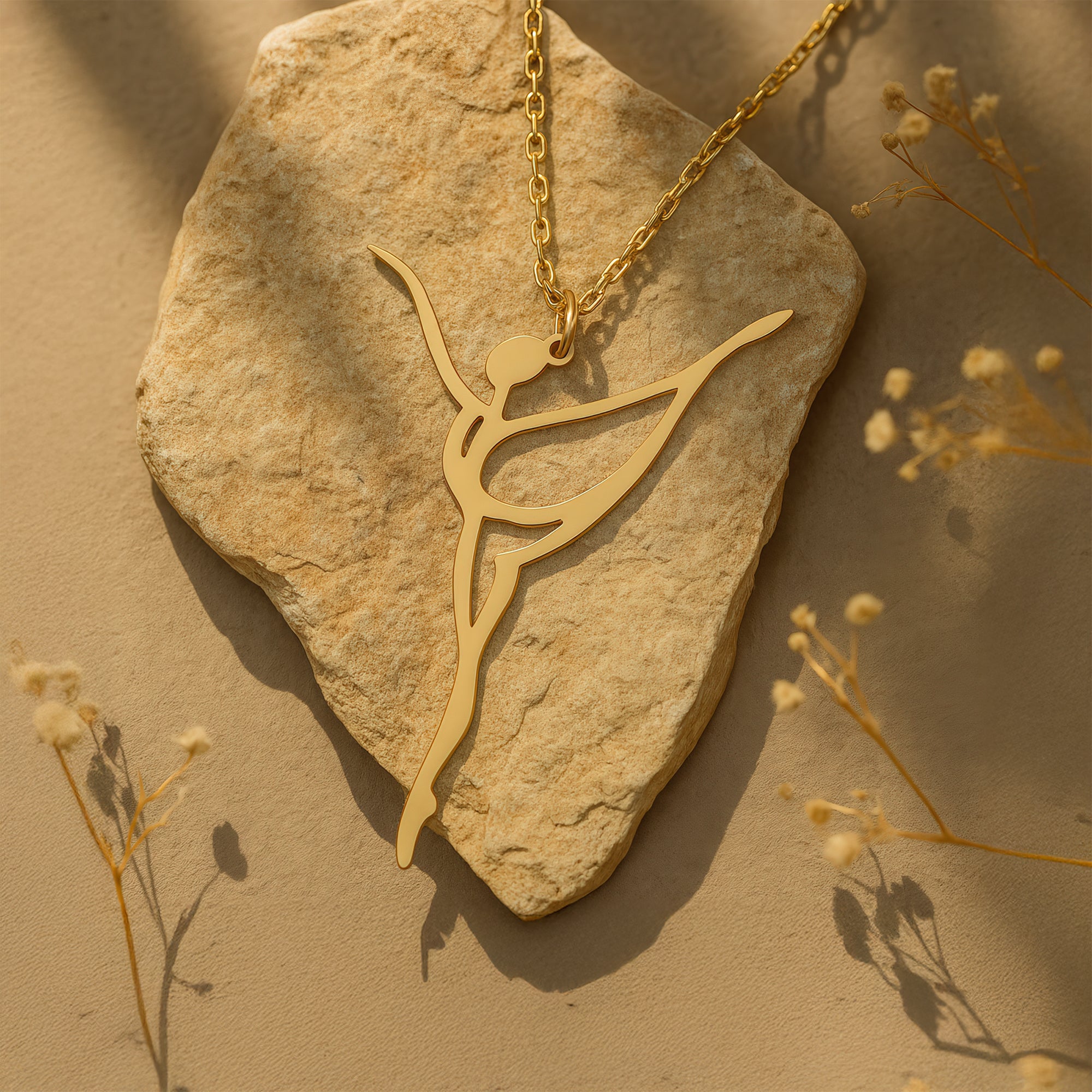 Ballerina Figure Sterling Silver Necklace in 18k Gold Vermeil