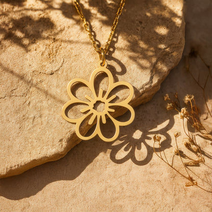 Daisy Flower Sterling Silver Necklace