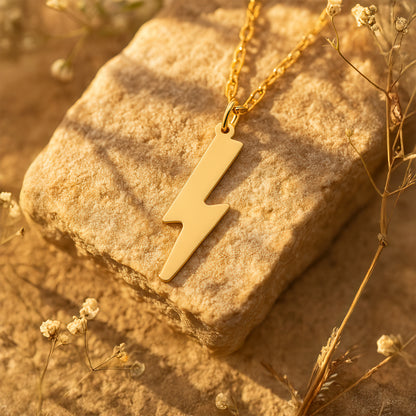 Tiny Lightning Pendant Sterling Silver Necklace
