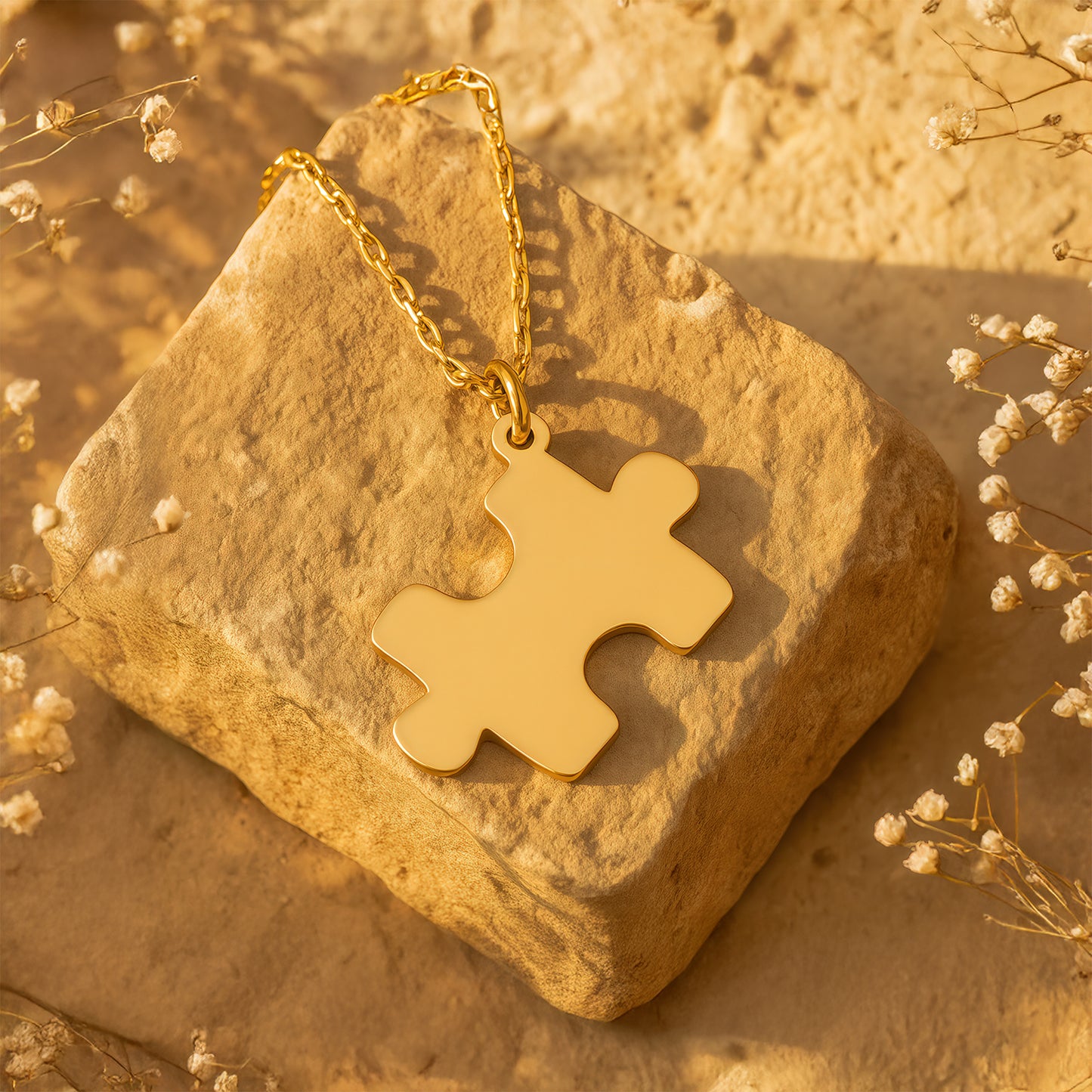 Sleek Custom Puzzle Pendant Sterling Silver Necklace