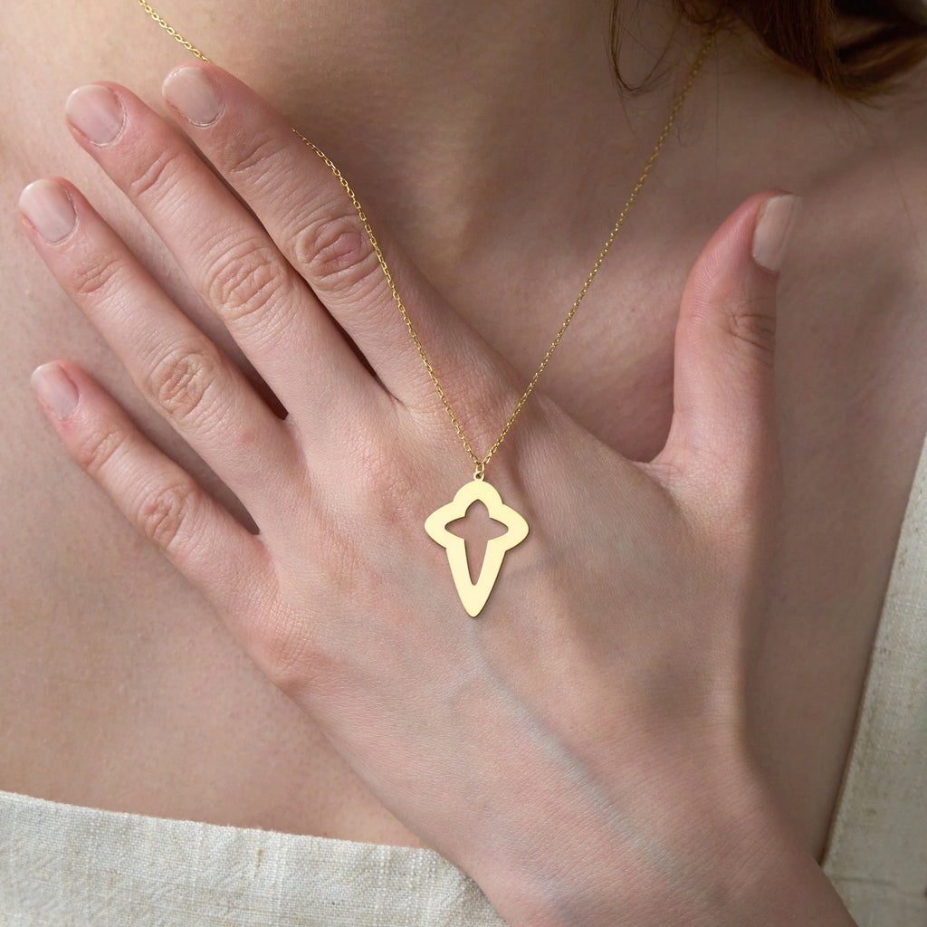 Star Cross Necklace 18k Gold Vermeil Over Silver